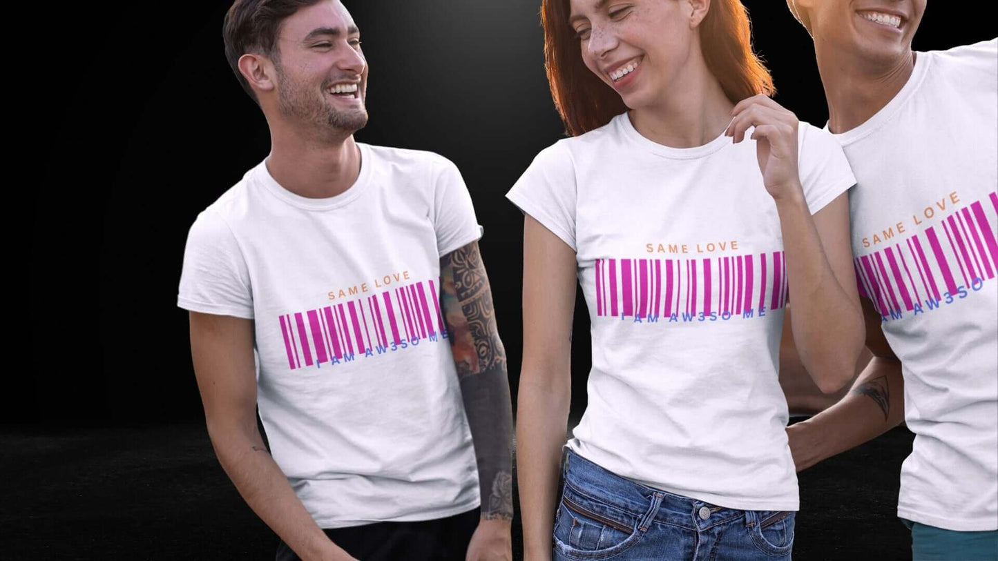 Same Love Pink Barcode White Tee