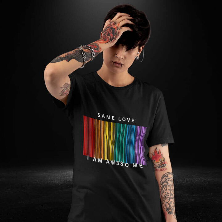 Same Love Rainbow Barcode Black Tee - Female