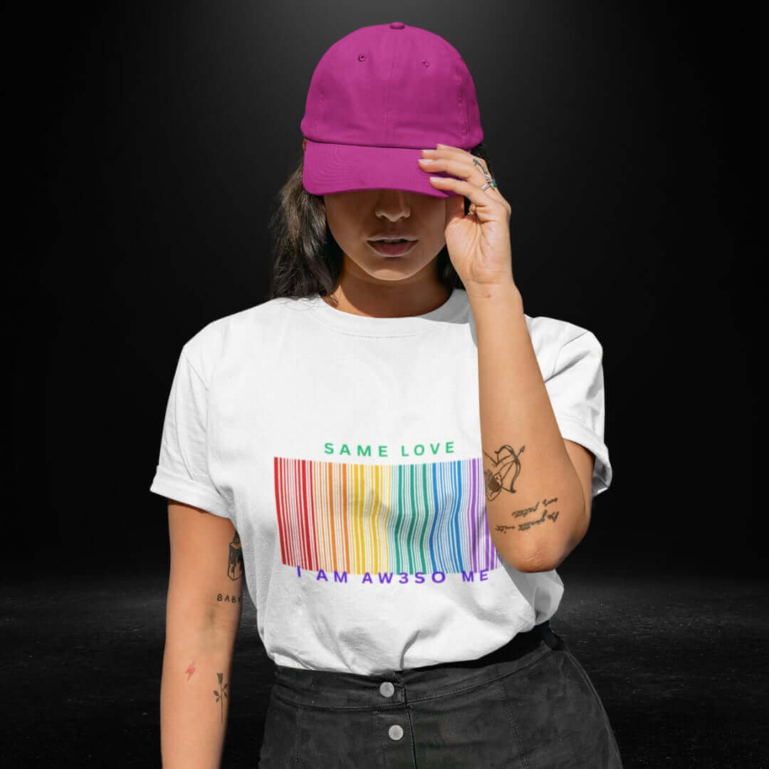 Same Love Rainbow Barcode White Tee - Female