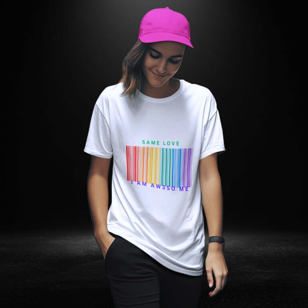 Same Love Rainbow Barcode White Tee - Female