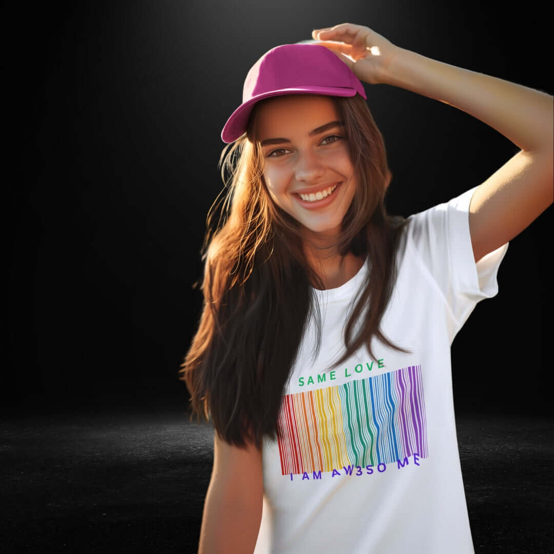 Same Love Rainbow Barcode White Tee - Female