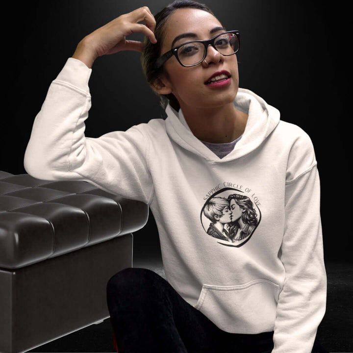 Sapphic Circle Of Love White Hoodie 