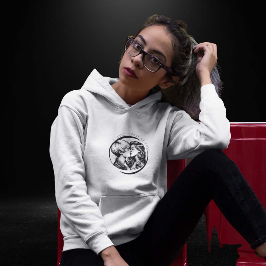 Sapphic Circle Of Love White Hoodie 