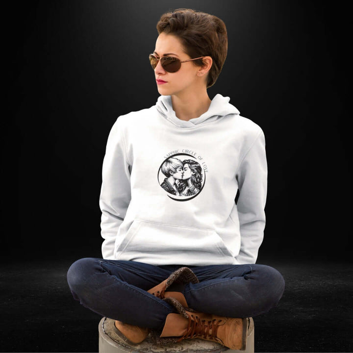 Sapphic Circle Of Love White Hoodie 