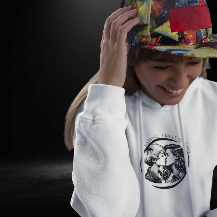 Sapphic Circle Of Love White Hoodie 