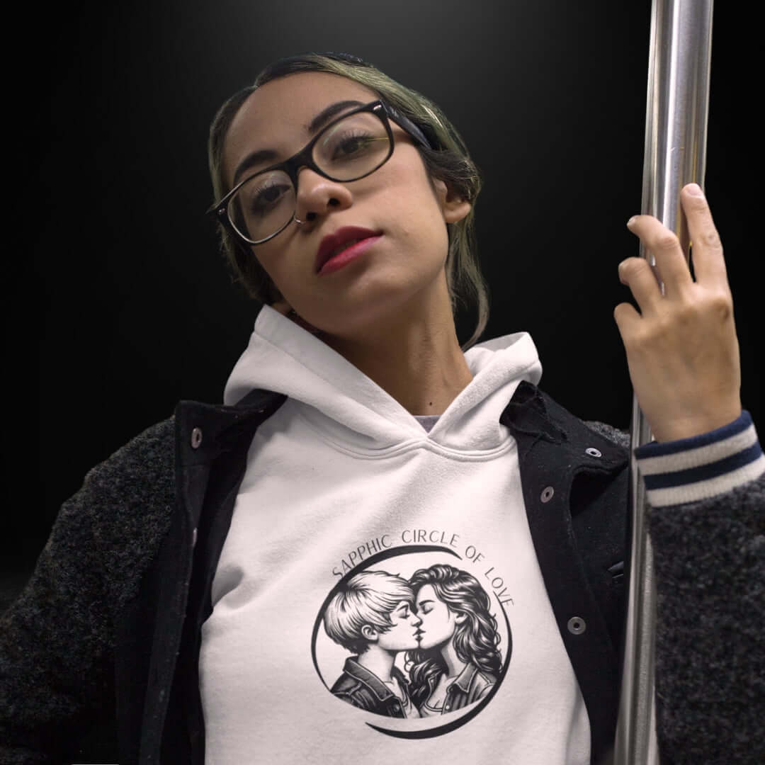 Sapphic Circle Of Love White Hoodie 