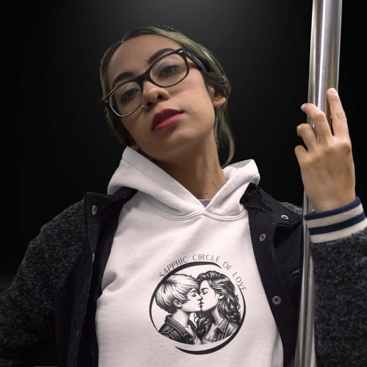 Sapphic Circle Of Love White Hoodie 