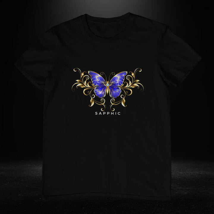 Sapphic Purple Butterfly Black Tee - Bite Me Now