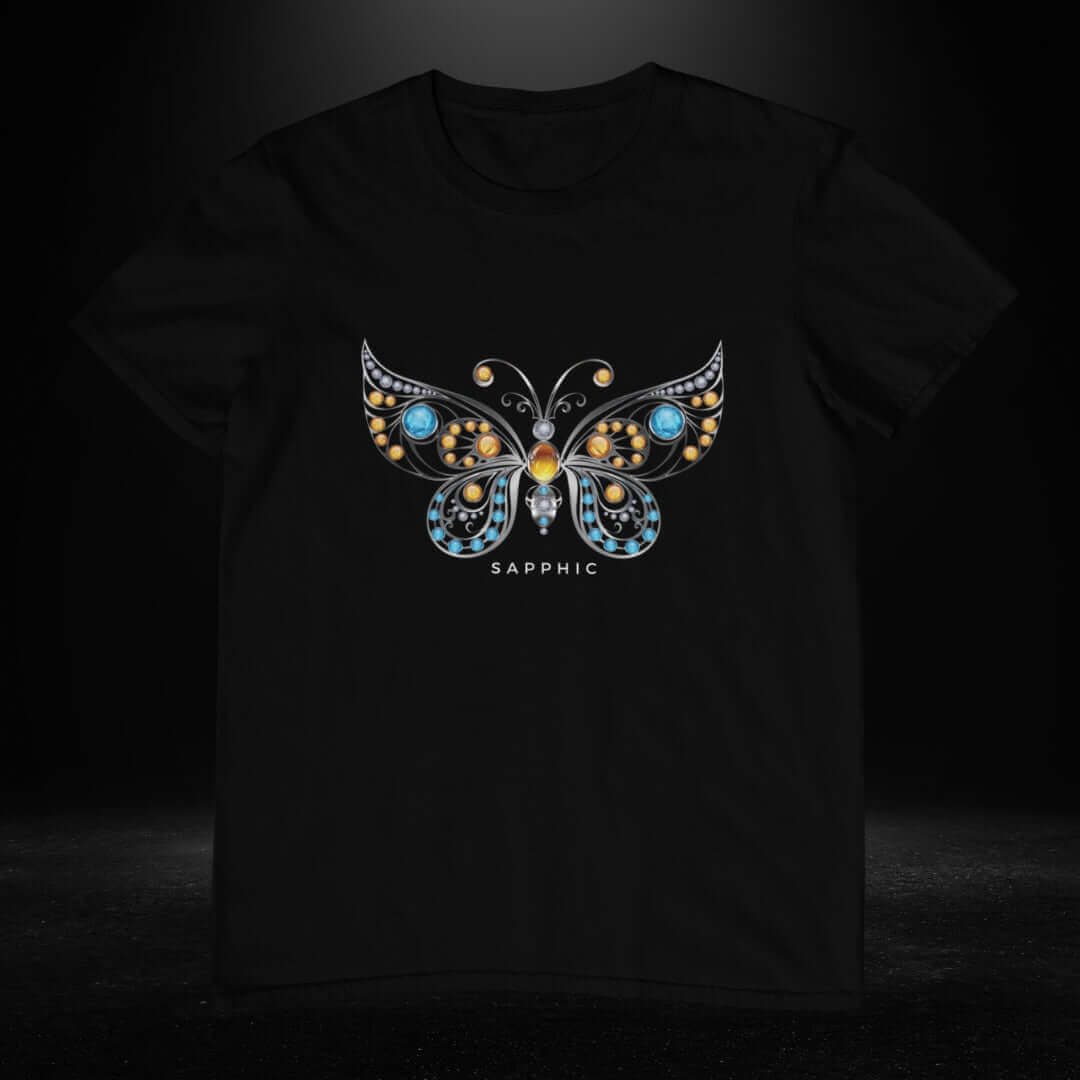 Sapphic ButterFly Black Tee - Bite Me Now