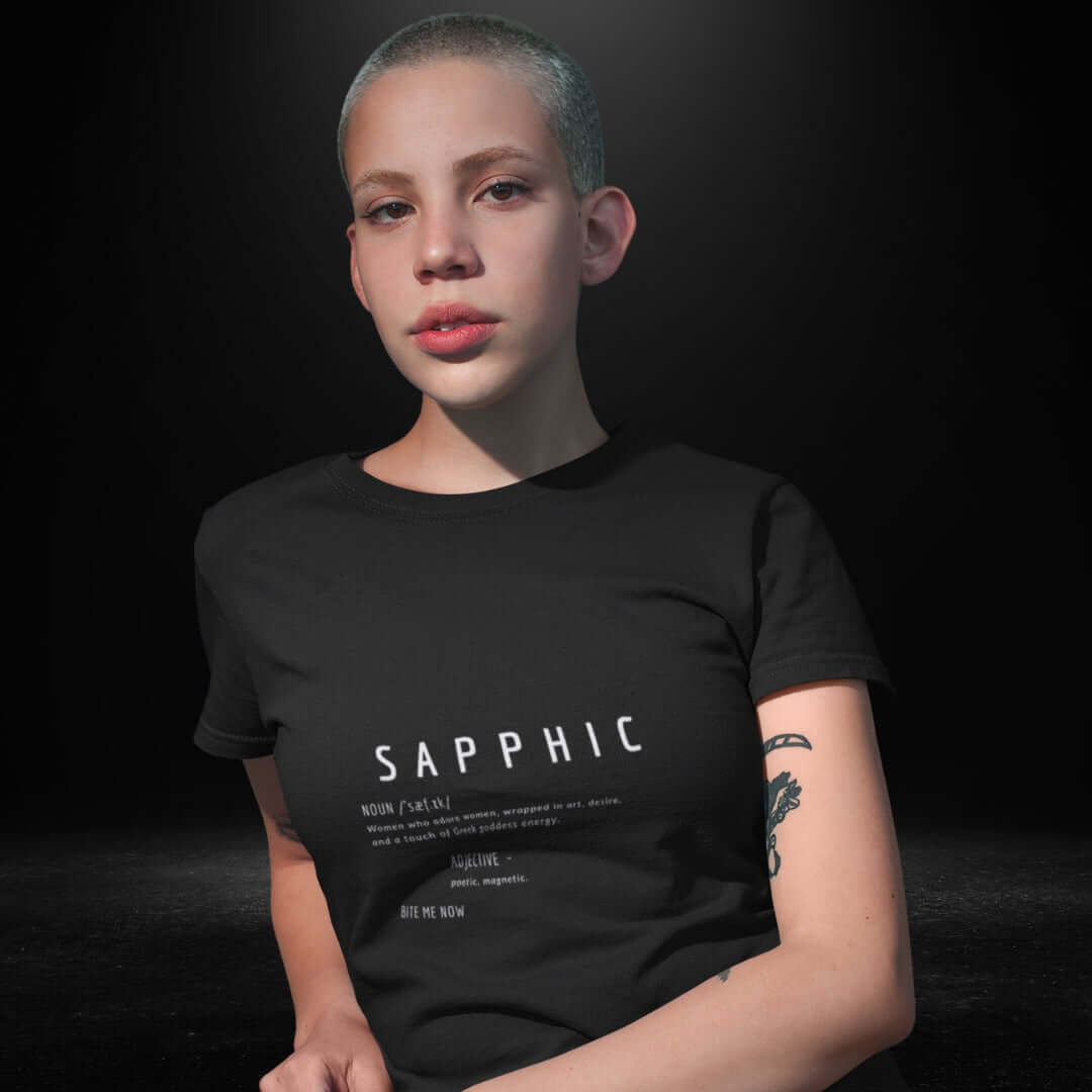 Sapphic Definitions Black Tee - Bite Me Now