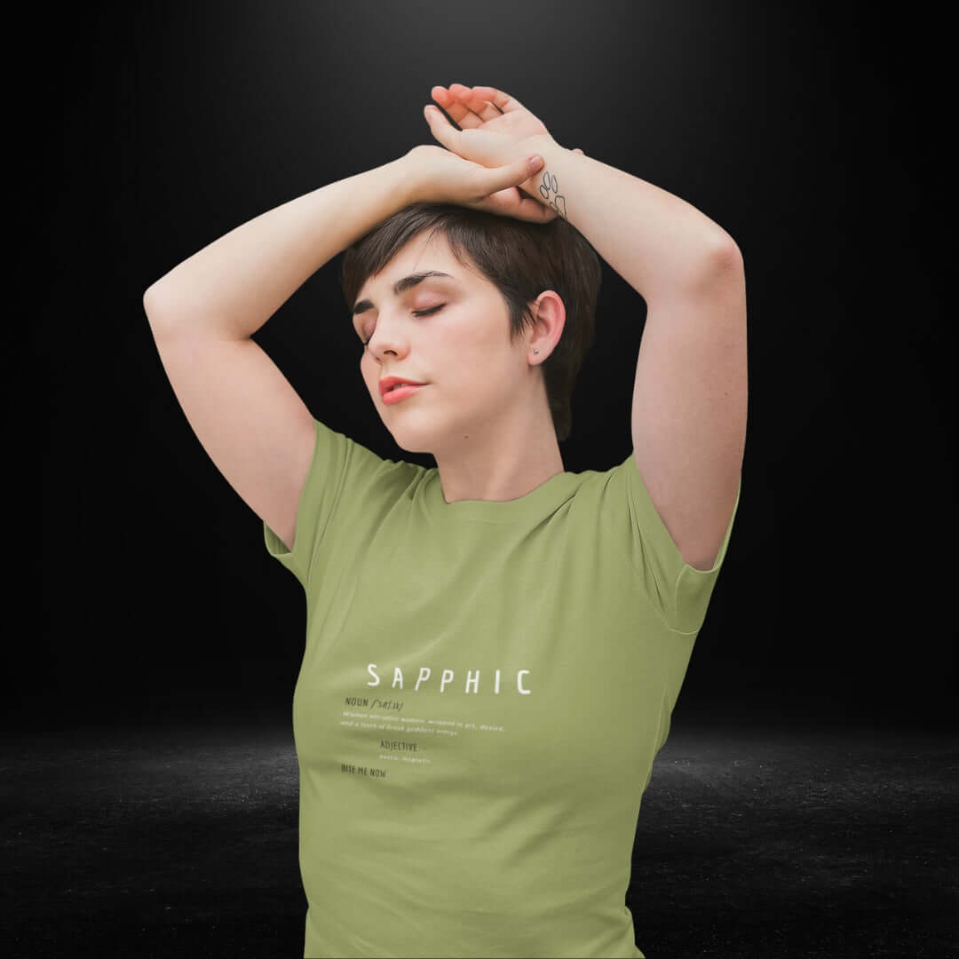 Sapphic Definitions Olive Tee - Bite Me Now