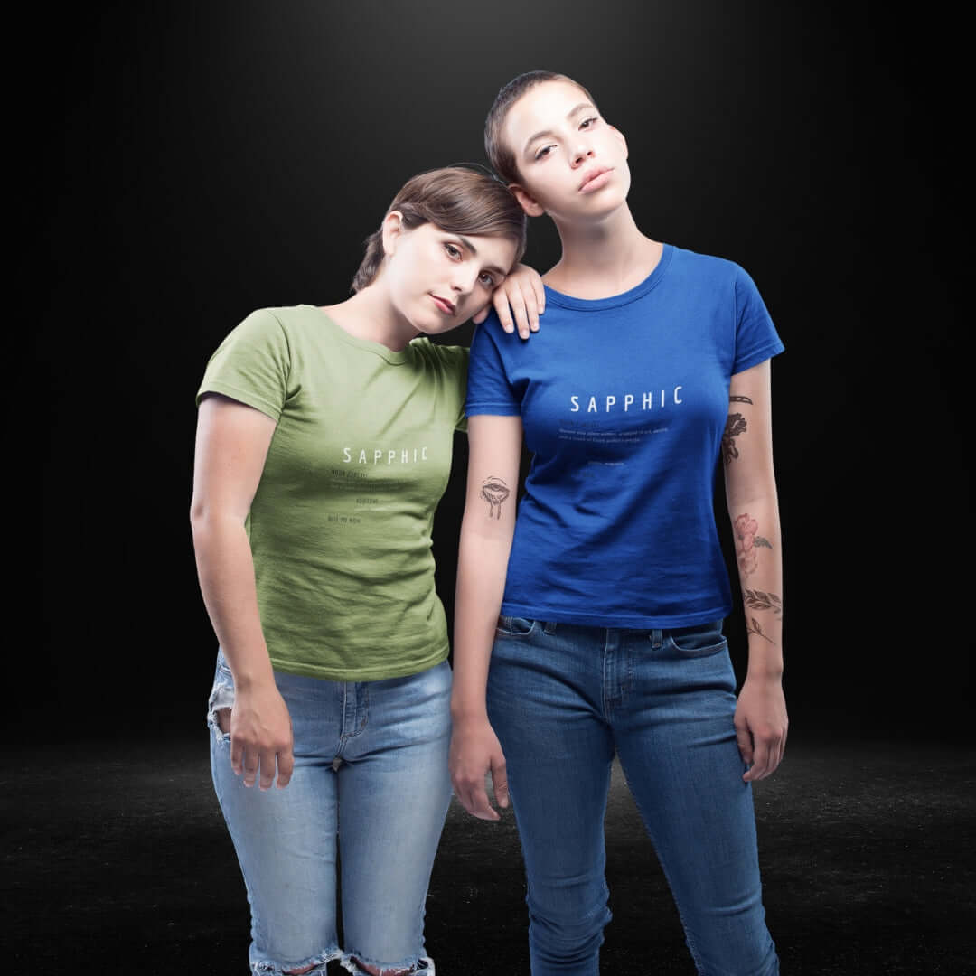 Sapphic Definitions Blue & Olive Tee - Bite Me Now