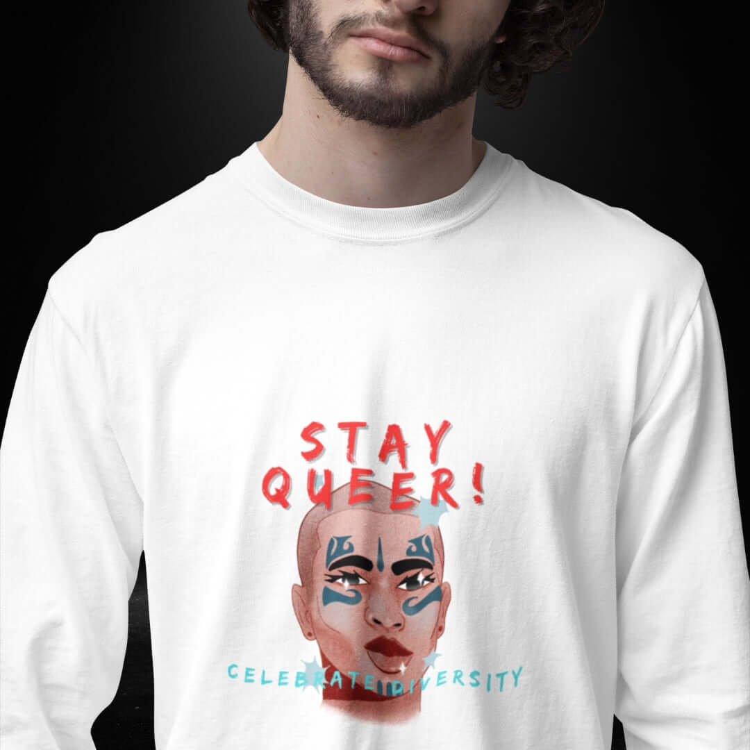 Stay Queer Celebrate Diversity White Long Sleeve Tee 