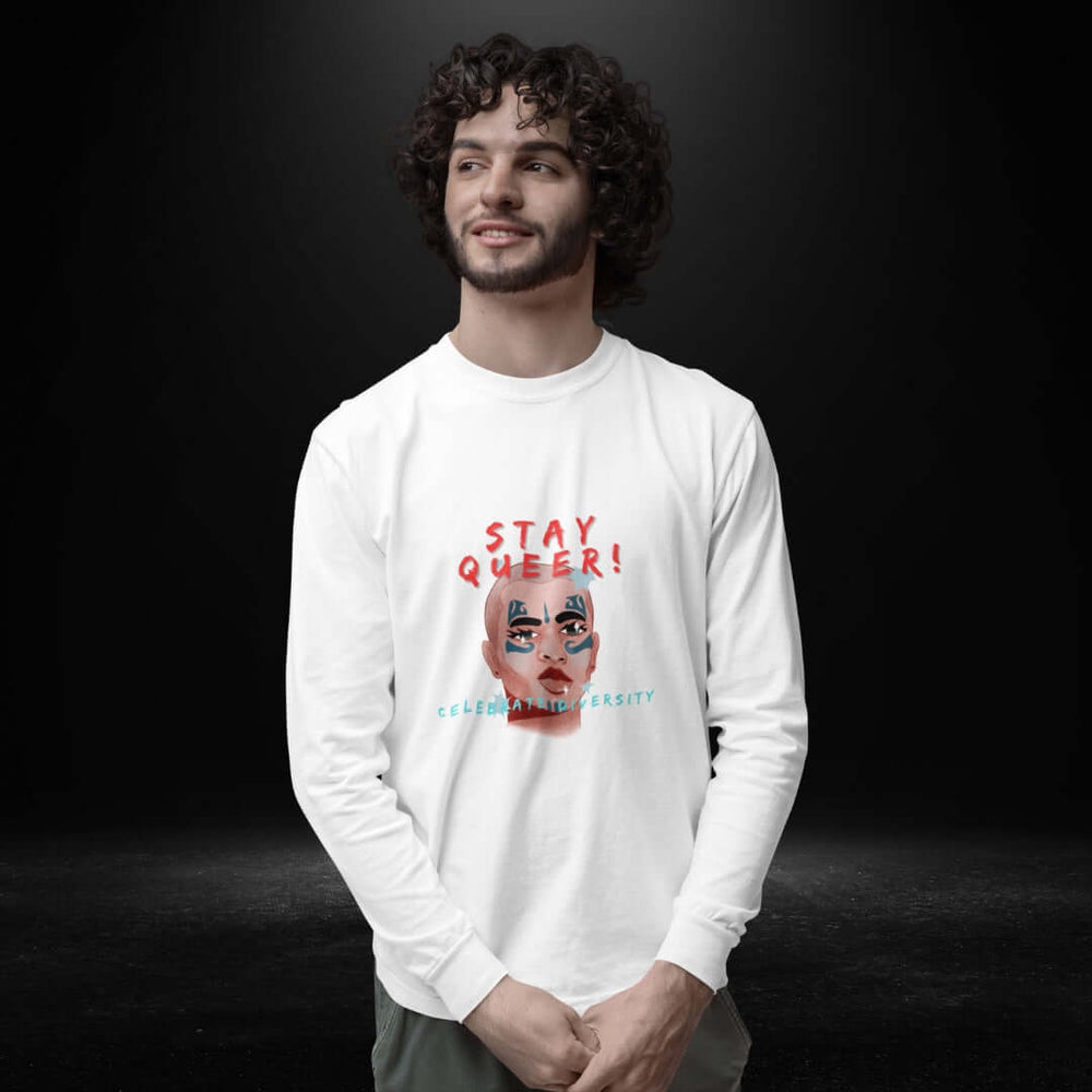 Stay Queer Celebrate Diversity White Long Sleeve Tee 