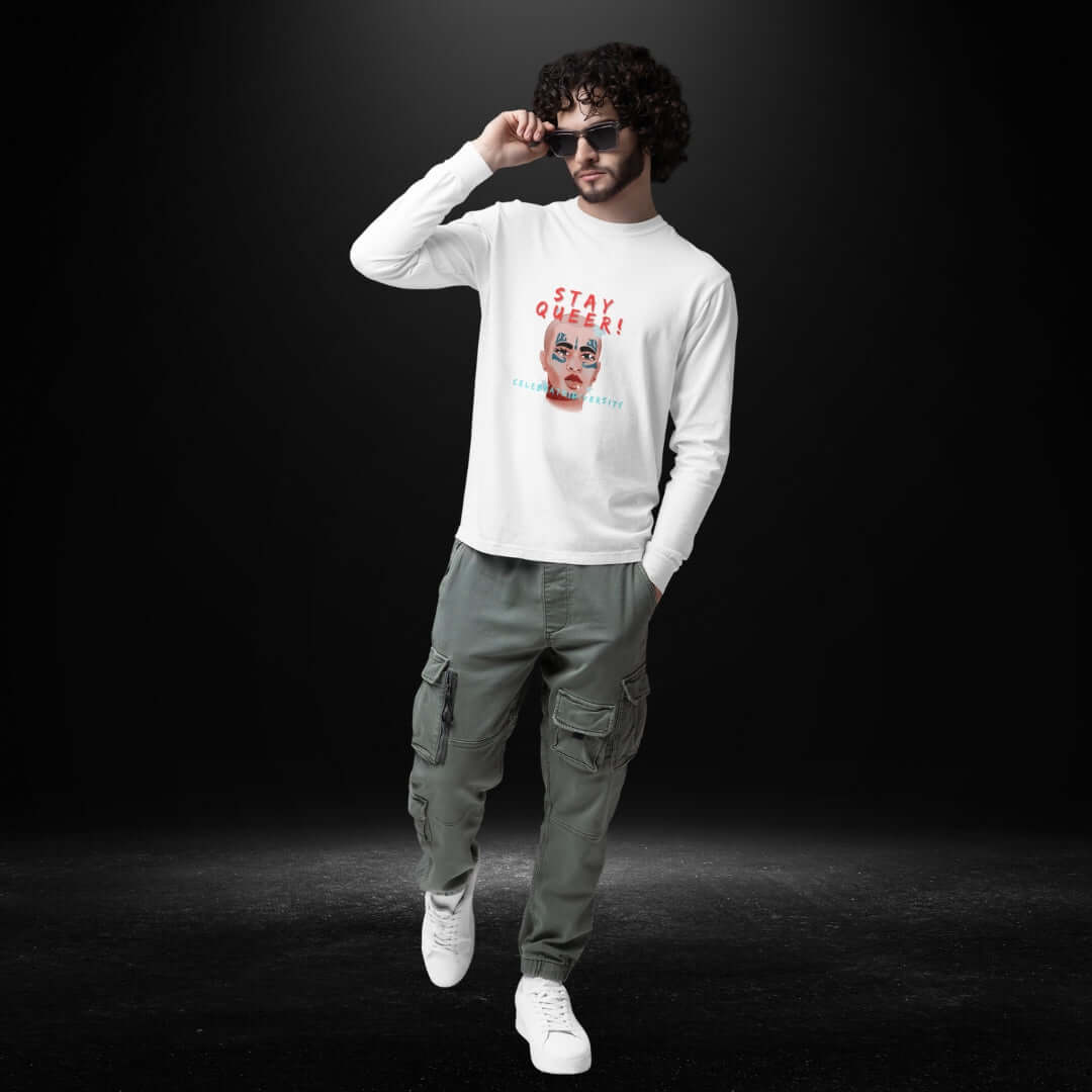 Stay Queer Celebrate Diversity White Long Sleeve Tee 