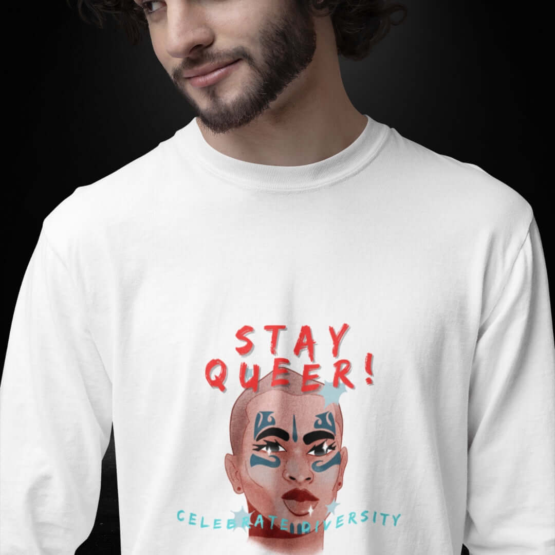 Stay Queer Celebrate Diversity White Long Sleeve Tee 
