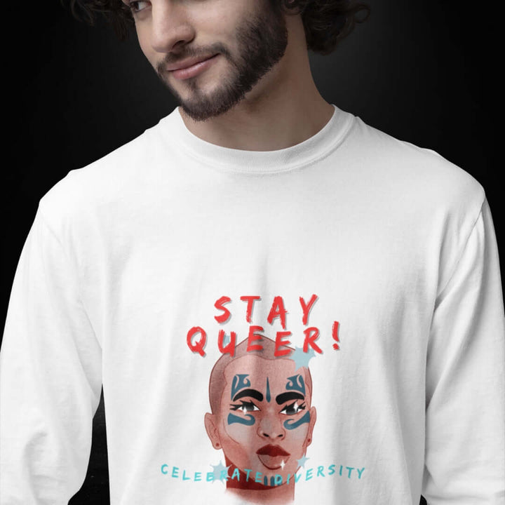 Stay Queer Celebrate Diversity White Long Sleeve Tee 