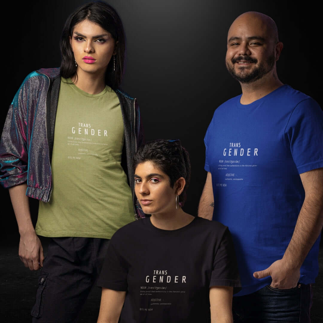 Transgender Definitions Blue, Olive & Black Tee -  Bite Me Now