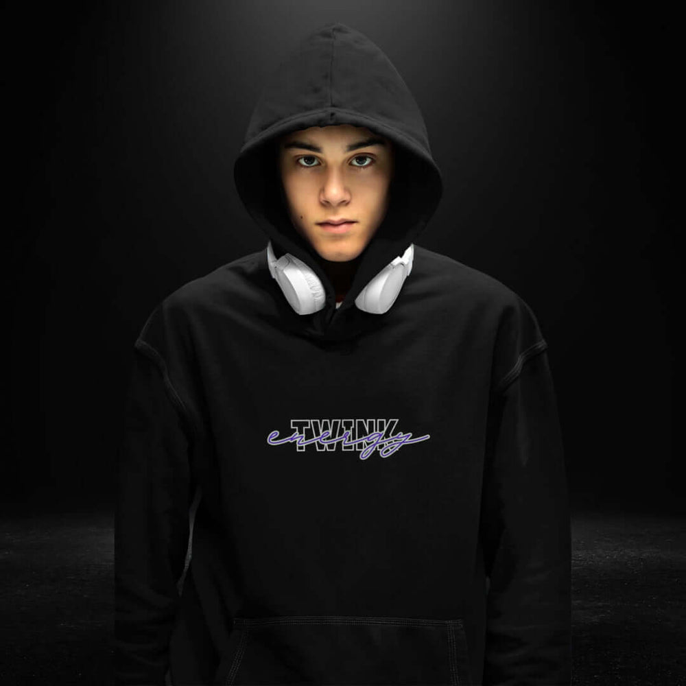 Twink Energy Black Hoodie (purple print)