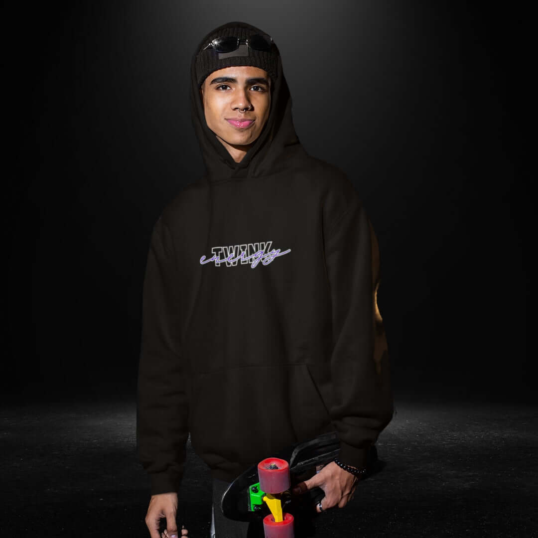 Twink Energy Black Hoodie (purple print)