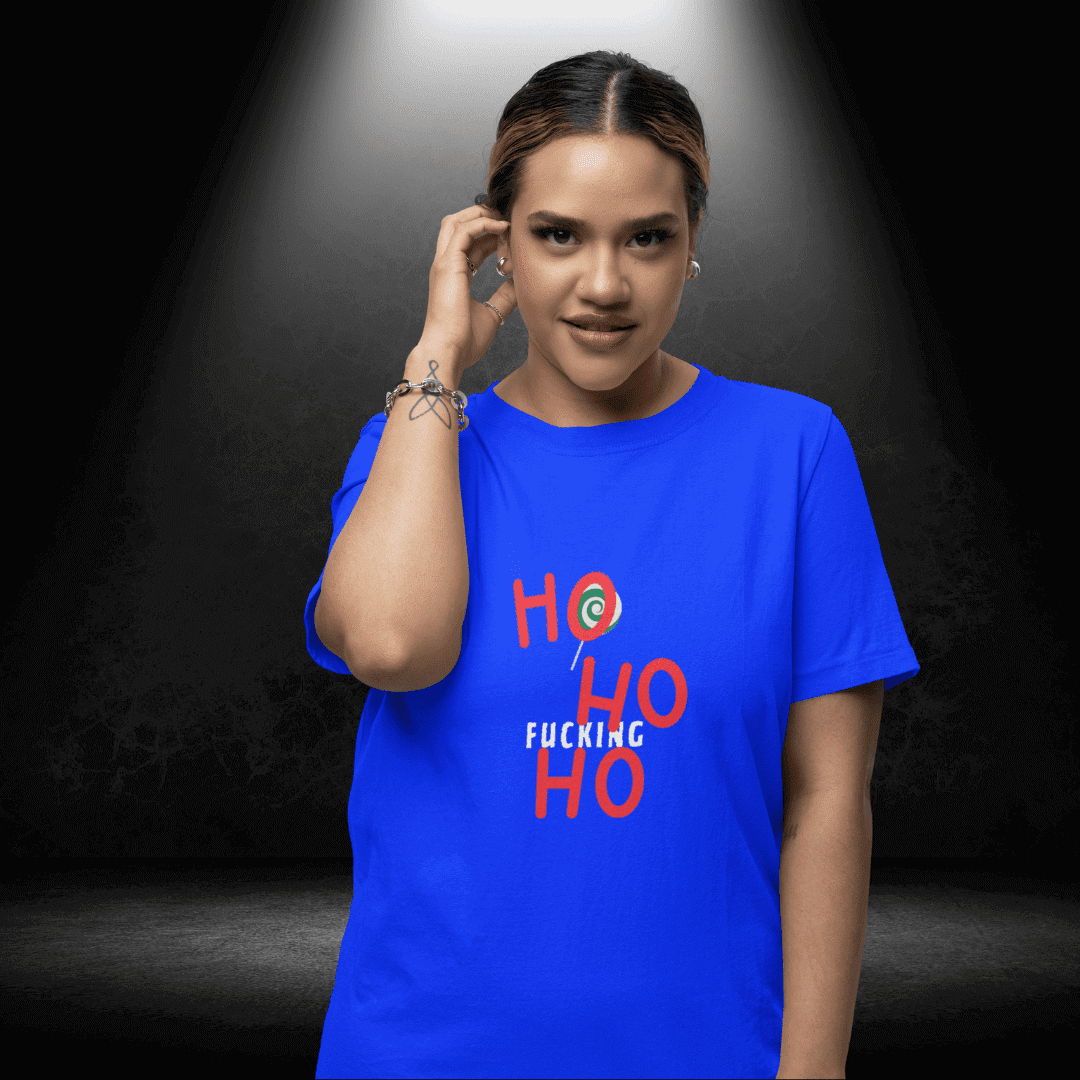 Gay Xmas  - Ho Ho F**KING Ho Blue Tee - BiteMeNow