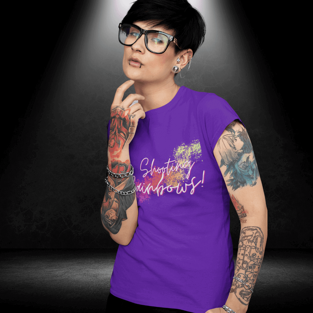 Wear it Purple - Shooting Rainbows Tee - Bite Me Now