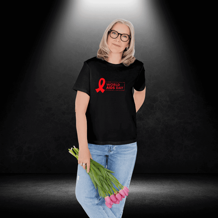 LGBTQ+ World Aids Day Black Tee (red ribbon) - BiteMeNow