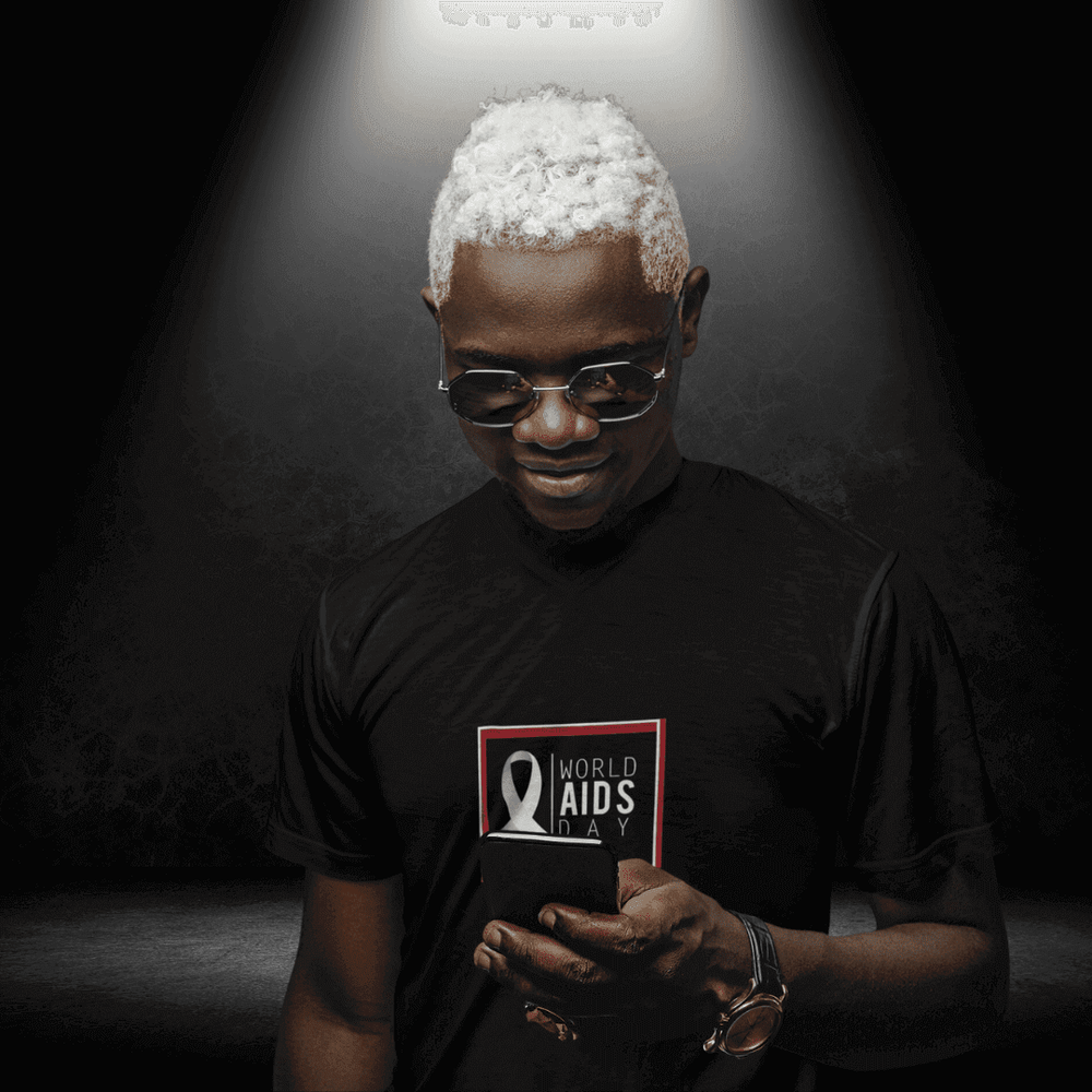 LGBTQ+ World Aids Day Black Tee - White Ribbon - BiteMeNow