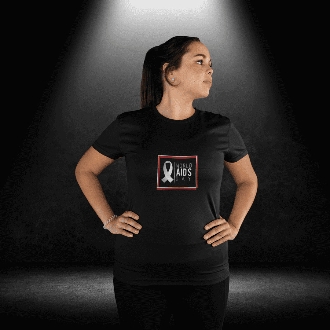 LGBTQ+ World Aids Day Black Tee - White Ribbon - BiteMeNow