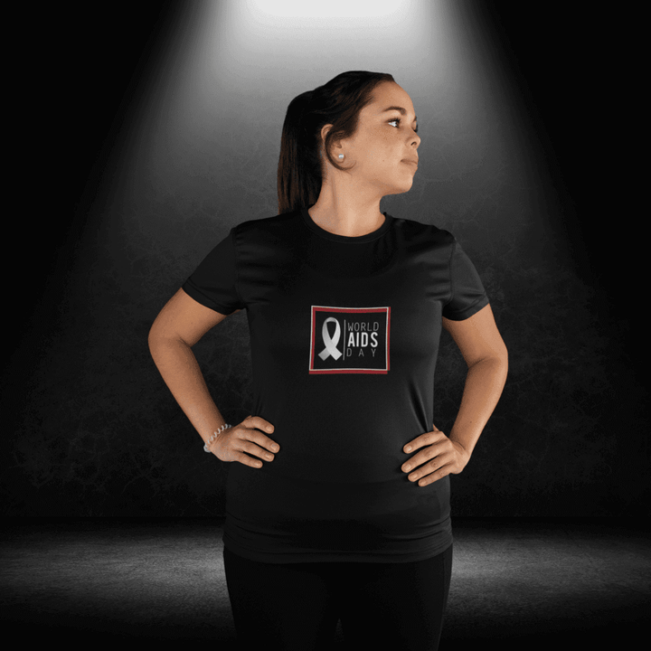 LGBTQ+ World Aids Day Black Tee - White Ribbon - BiteMeNow