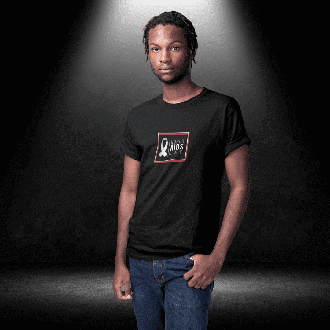 LGBTQ+ World Aids Day Black Tee - White Ribbon - BiteMeNow